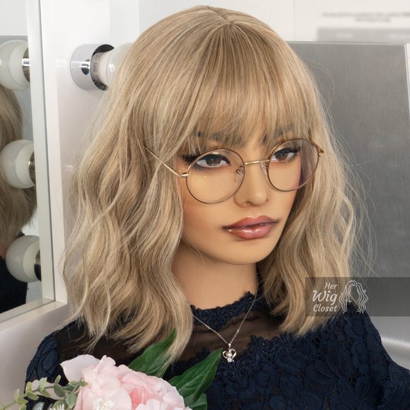 Ashy Blonde Wavy Wig with Bangs | Alicia - Picture 8 of 12